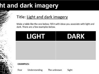 Light and Dark Imagery Gothic Lesson KS3