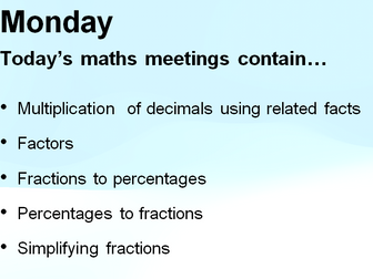 4  weeks  of daily  Maths meetings for Year 6 (including Christmas -themed week)