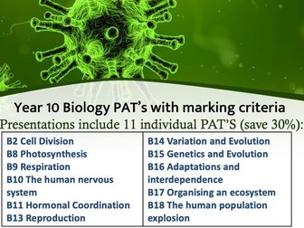 Year 10 Biology PAT's with marking criteria