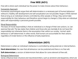 Free Will and Determinism Revision (A2 Psychology)