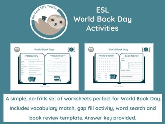 ESL World Book Day Worksheets