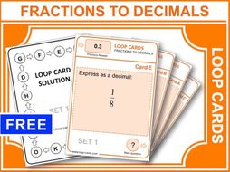 Fractions To Decimals (Loop Cards)