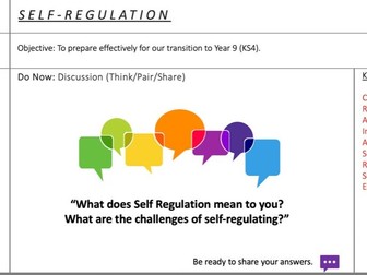 Preparation/Transition for Year 9: Self-Regulation (Session 3)