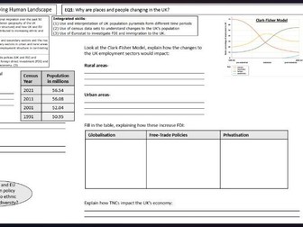 Edexcel B GCSE Geography Revision Booklet & Lesson Paper 2 Topic 5: Human Landscape of the UK