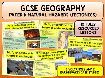 AQA GCSE Geography Natural Hazards Tectonic Bundle