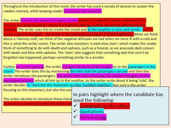 8700 AQA English Outstanding Lesson Question 3 - structure