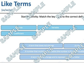 Introducing Like Terms Powerpoint Year 7