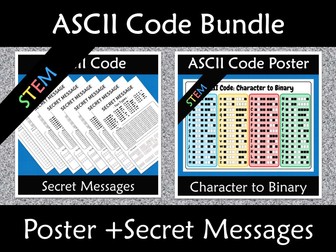 ASCII Code to Binary Secret Codes and Poster Bundle