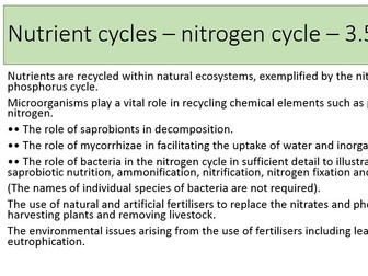 Nutrient cycles - Nitrogen and phosphorus