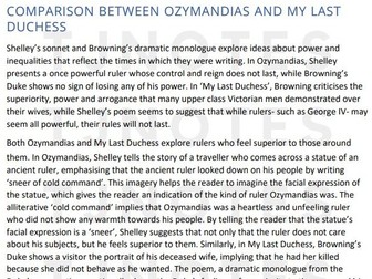 Grade 9 Essay AQA GCSE English literature Poetry Power and conflict - Ozymandias & My Last Duchess