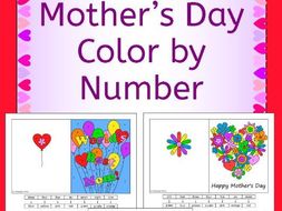 Mother's Day Color by Number Cards and Bookmarks