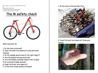 A safety check visual for pupils with ASD ready to ride a bike