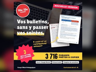 French Report Card Comment Generator BC Grades 10-12 | Commentaires de bulletin