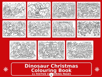 Dinosaur Christmas Colouring Sheets