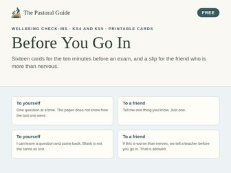 Exam stress cards: what to say to yourself and to a friend before an exam, KS4 and KS5