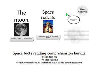 SPACE - Moon and Rocket Fact File and comprehension sheet - EYFS / KS1