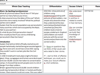 English plan: Historical recount evacuation in WW2 (Year 6)