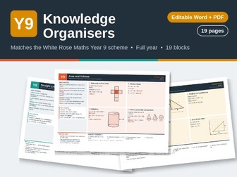 Year 9 Knowledge Organisers – White Rose Maths aligned (not official)