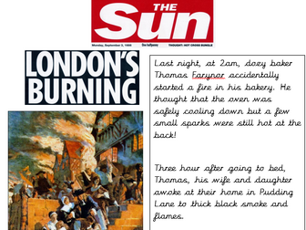 Year 2 English Great Fire of London Planning and Resources