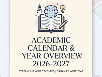 Academic Calendar & Year Overview Pack 2026-2027 | Teacher Planner Insert