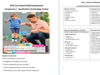 Child PSA 1- Subject Terminology Work booklet