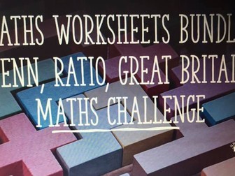 Maths Worksheets Bundle- Venn, Ratio, Great Britain Maths Challenge
