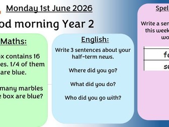 Morning Activities - Summer 2 - Year 2 - Editable