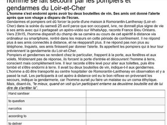 A level French Worksheet: Drugs, Alcohol