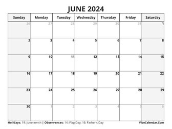 June 2024 Calendar and Planner