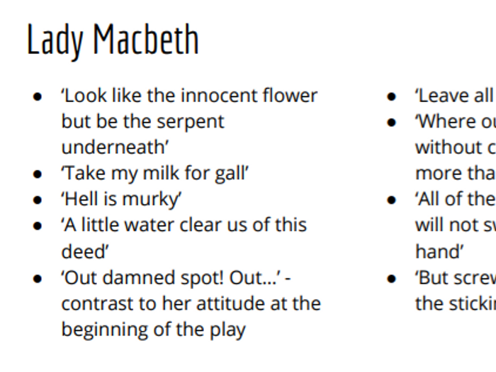 character traits for lady macbeth