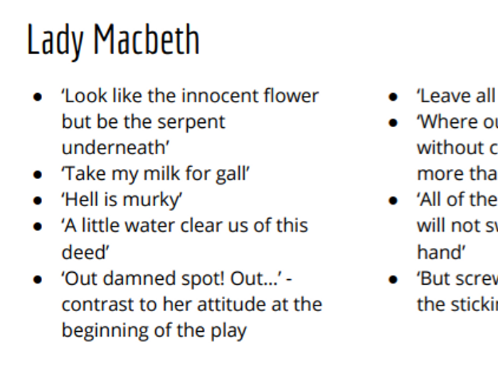 GCSE English Macbeth Character Quotes | Teaching Resources