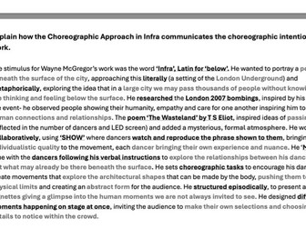 GCSE Dance: Infra 6 Mark Exemplars
