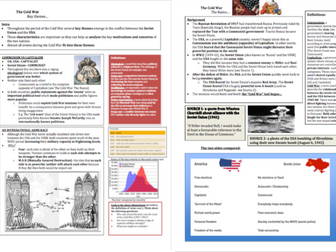 Cold War basics and characteristics revision sheets