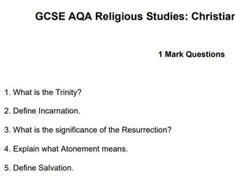 GCSE AQA RS - CHRISTIANITY AND ISLAM - 100 1 MARK QUESTIONS