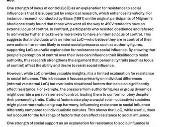 A level Psychology - Paper 1 Social influence A* Ao1+ Ao3