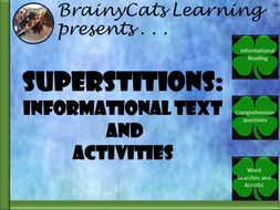 Superstition: Informational Text, Writing Prompt, and Word Activities