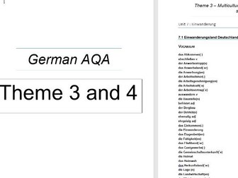 AQA A Level German Topic Work Booklet Theme 3 and 4