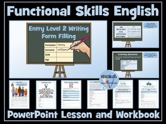 Functional Skills English - Entry Level 2 Writing - Form Filling - PowerPoint Lesson and Workbook