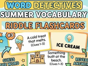 Summer Vocabulary Game | Word Detectives Context Clues Flashcards Activity