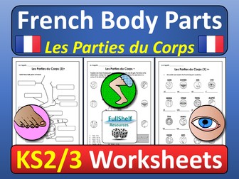 French Body Parts Worksheets