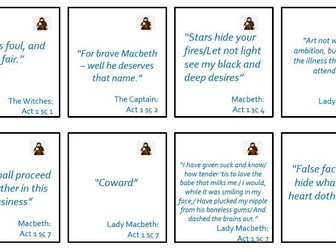 Macbeth - Quotation cards (excellent Teaching and Learning resource)