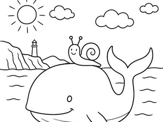 Snail and Whale Inspired Colouring Sheet