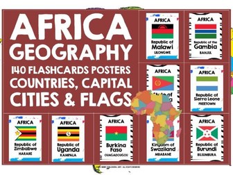 GEOGRAPHY AFRICA COUNTRIES CAPITALS FLAGS POSTERS