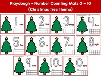 Playdough - Number Counting Mats 0 - 10 (Christmas tree theme)