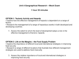 Edexcel Unit 4 - 2017 Pre Release - Example Questions