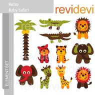 Animals Clip Art Cute Wild Animals Clipart Retro Baby Safari Teaching Resources