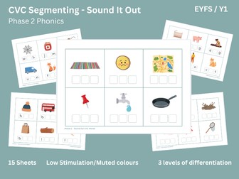 Phase 2 CVC Words - Sounding Out - 3 Levels of Differentiation - Low stimulation