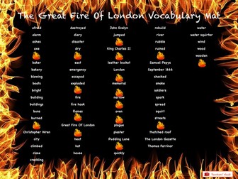 The Great Fire Of London Vocabulary Mat