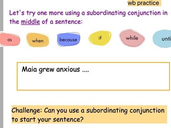 Subordinating Conjunctions including at the start of a sentence