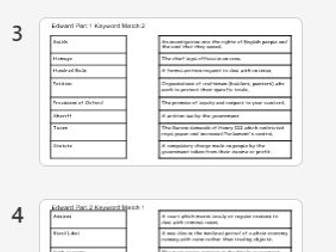 GCSE History Edward I Vocabulary Matches